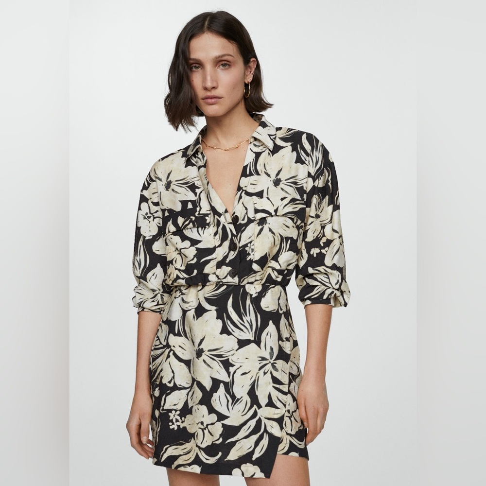 NWT MANGO Floral Shirt Dress